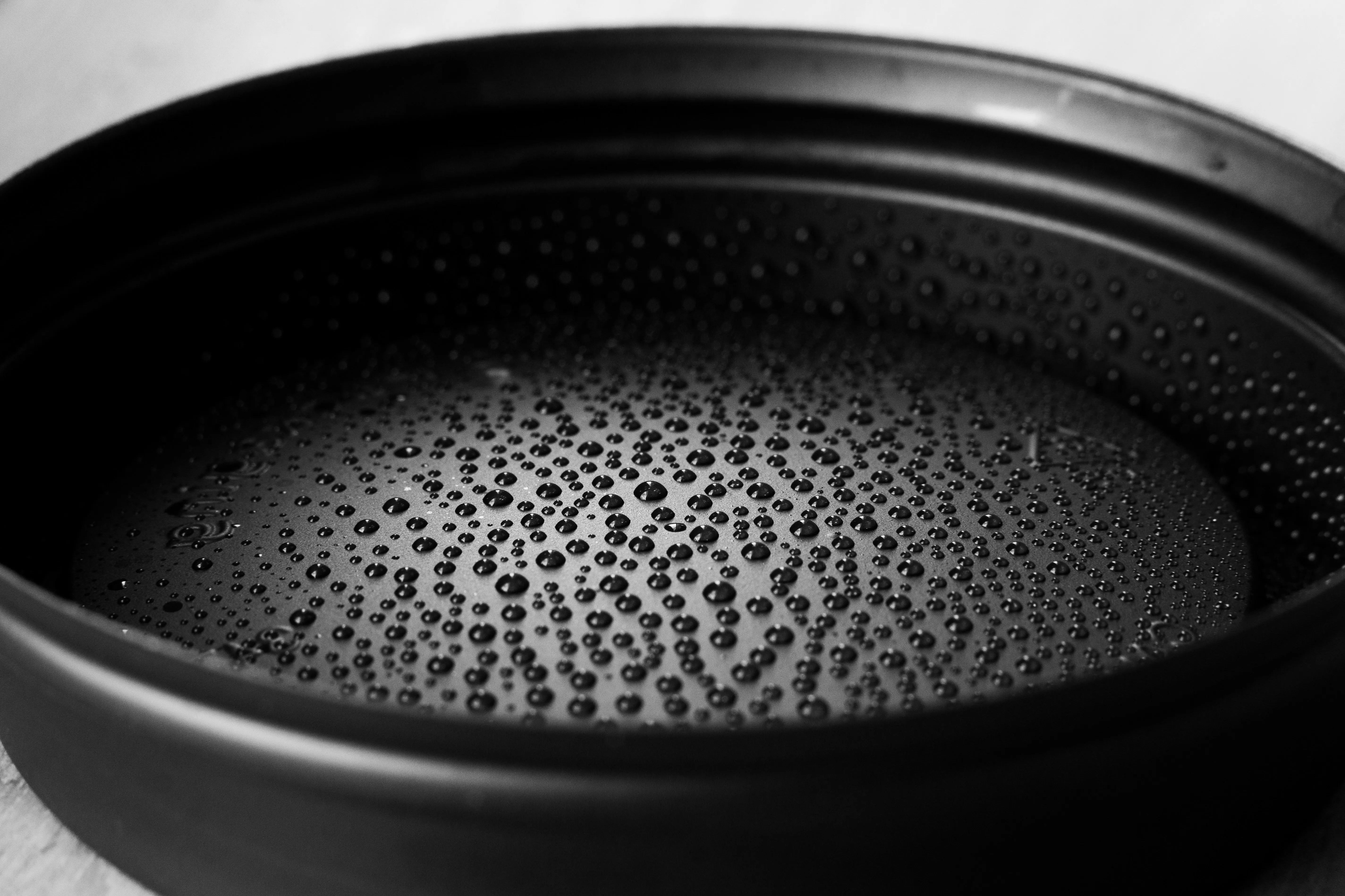 Condensation on the inside of a coffee lid.